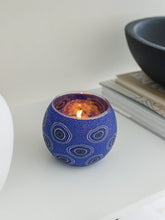 Glowing Glass Tealight Candle Holder - Aboriginal Desert Waterholes - Candle Cottage