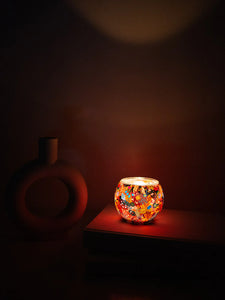 Glowing Glass Tealight Candle Holder - Aboriginal Women's Ceremony