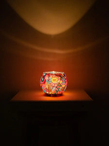 Glowing Glass Tealight Candle Holder - Aboriginal Women's Dreaming