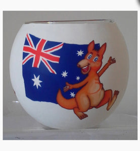 Glowing Glass Tea Light Holder - Australian Kangaroo