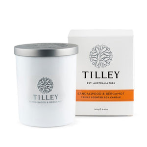 Tilley Soy Candle - SANDALWOOD & BERGAMOT SOY CANDLE 240G / 45 HOUR